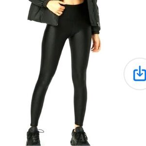 Onzie High Rise Leggings Liquid Black Shiny Compression Tights Women